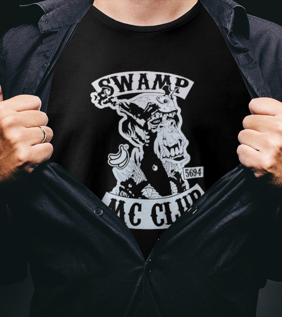 Swamp MC Club 5694 Gorilla Skull Motorcycle Emblem T-Shirt