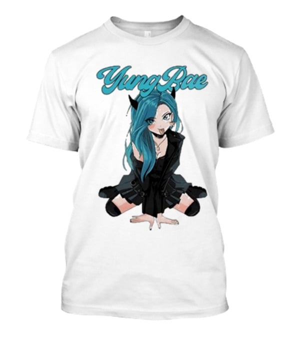 Yung Rae Blue-Haired Goth Anime Girl T-Shirt