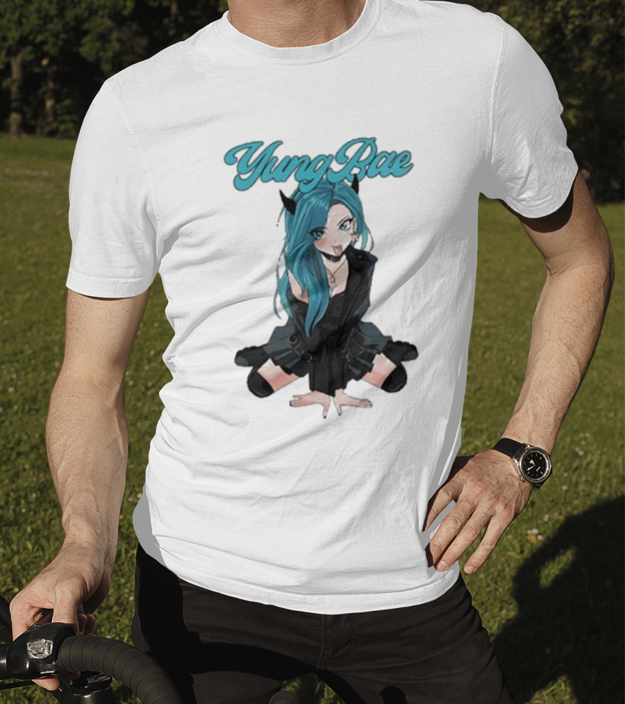 Yung Rae Blue-Haired Goth Anime Girl T-Shirt