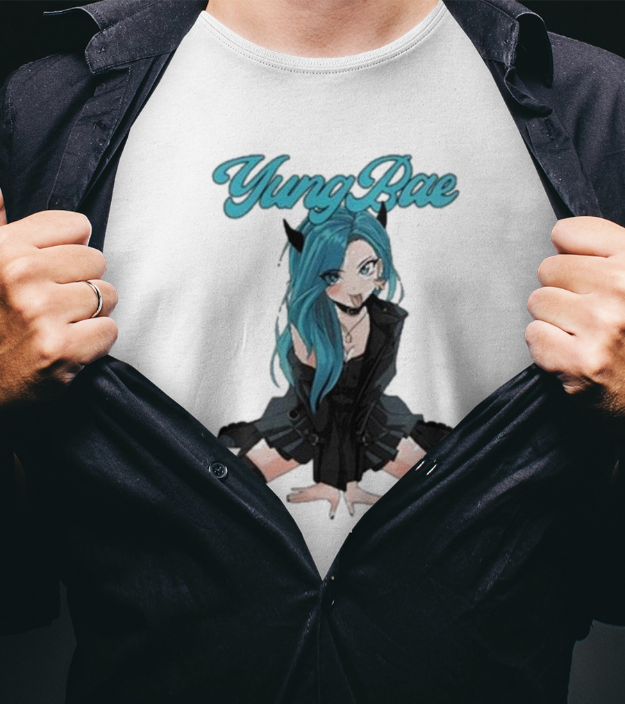 Yung Rae Blue-Haired Goth Anime Girl T-Shirt