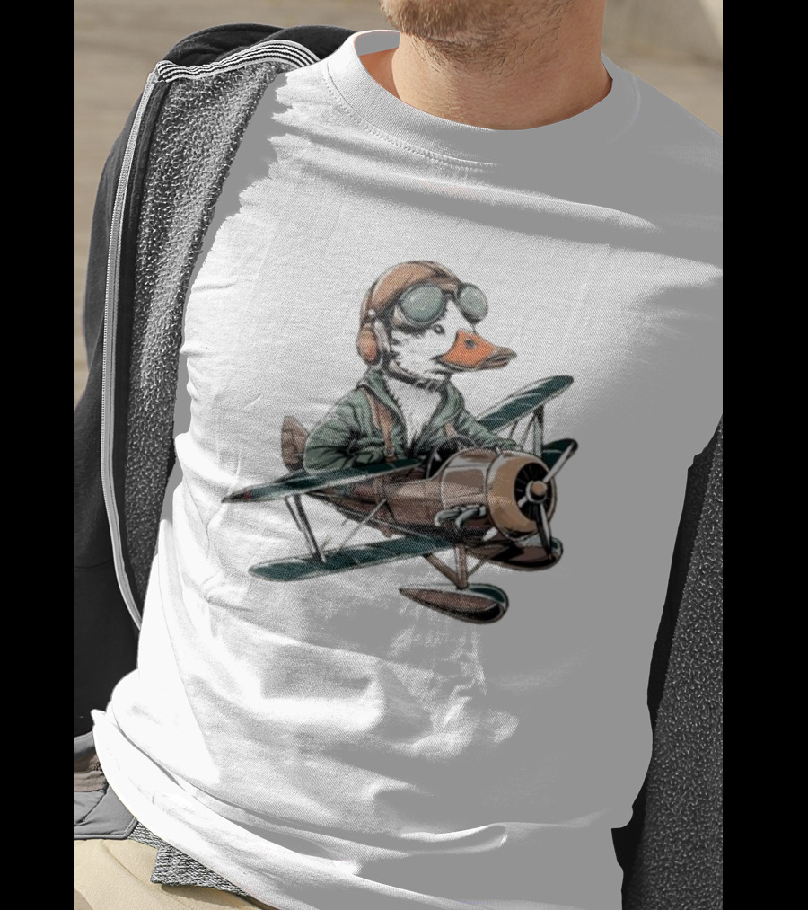 Aviator Duck Flying Vintage Airplane Pilot Softstyle T-Shirt