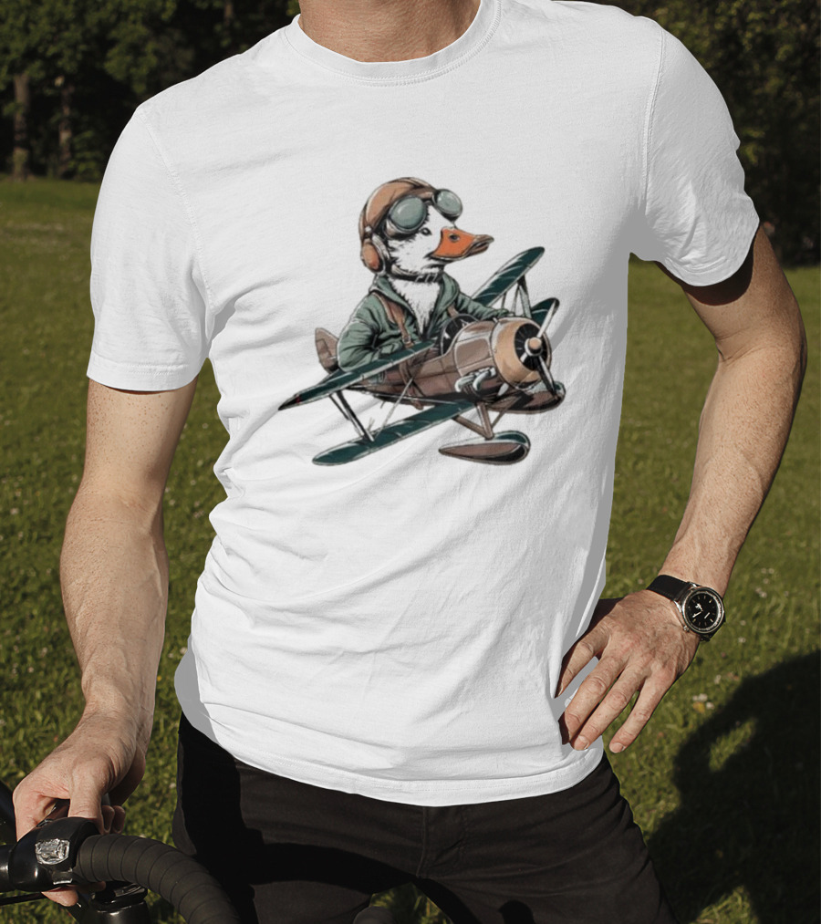 Aviator Duck Flying Vintage Airplane Pilot Softstyle T-Shirt
