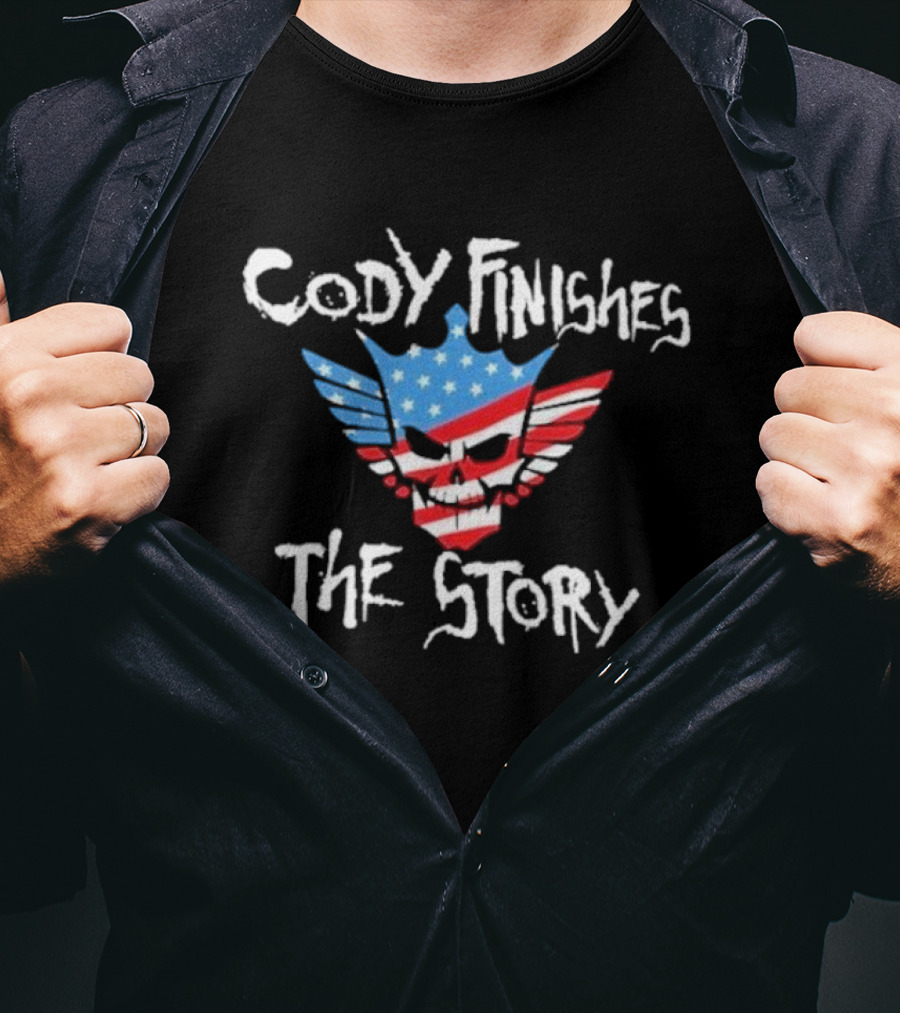 Cody Finishes The Story Skull Wings American Flag T-Shirt