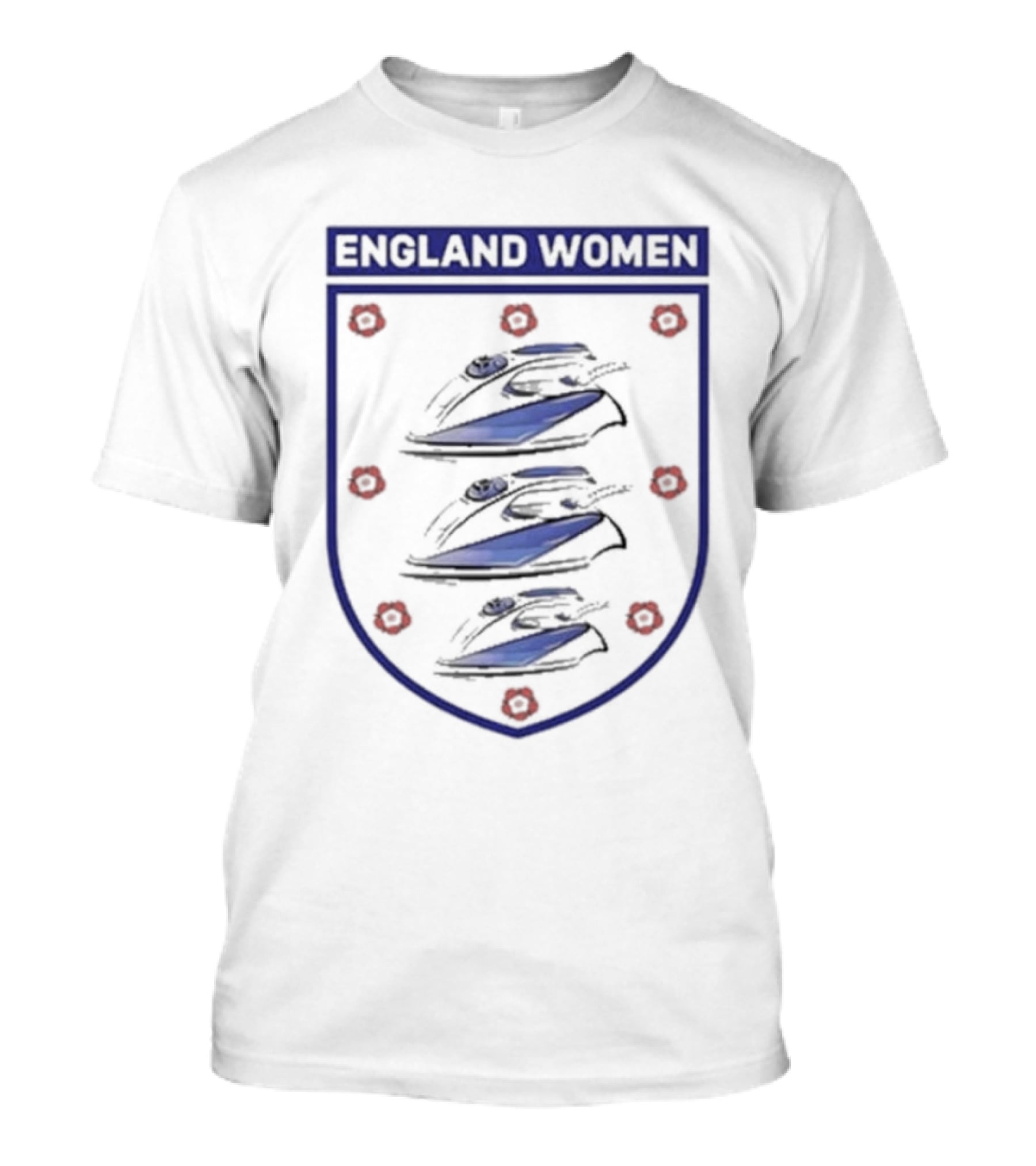 England Women Three Irons Shield With Red Floral Icons T-Shirt