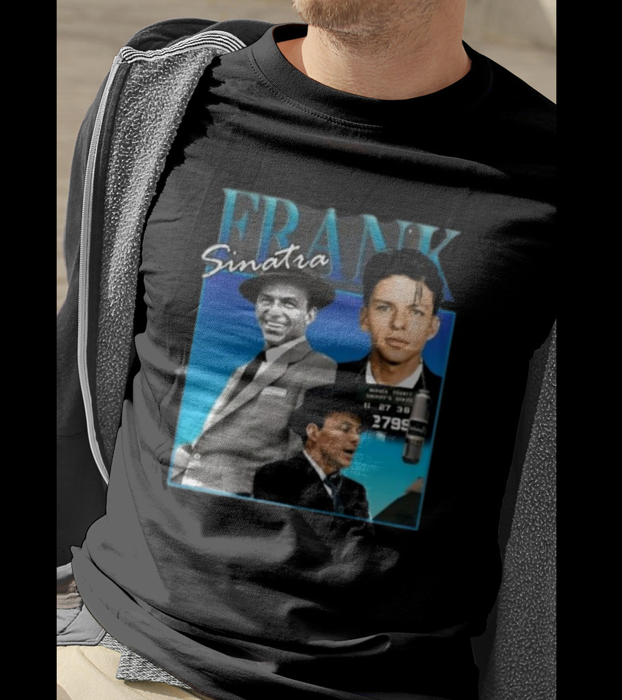 Frank Sinatra Classic Blue Portrait Montage T-Shirt