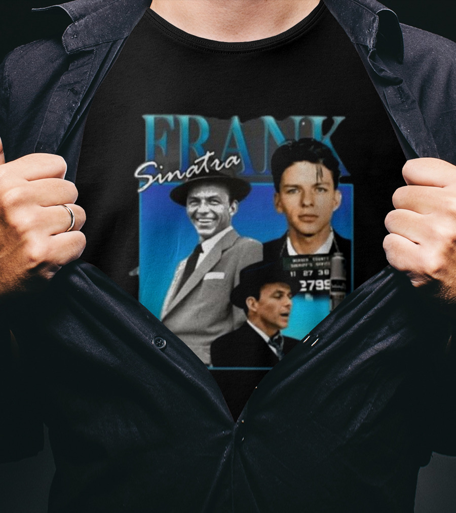 Frank Sinatra Classic Blue Portrait Montage T-Shirt