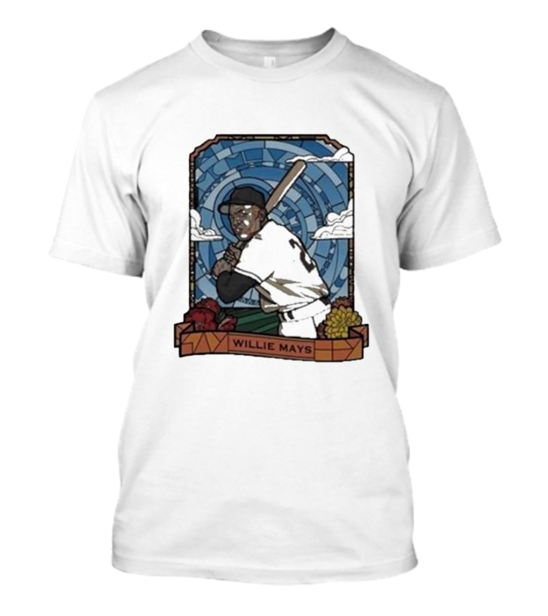 Willie Mays Giants Baseball Player With Bat And Clouds T-Shirt