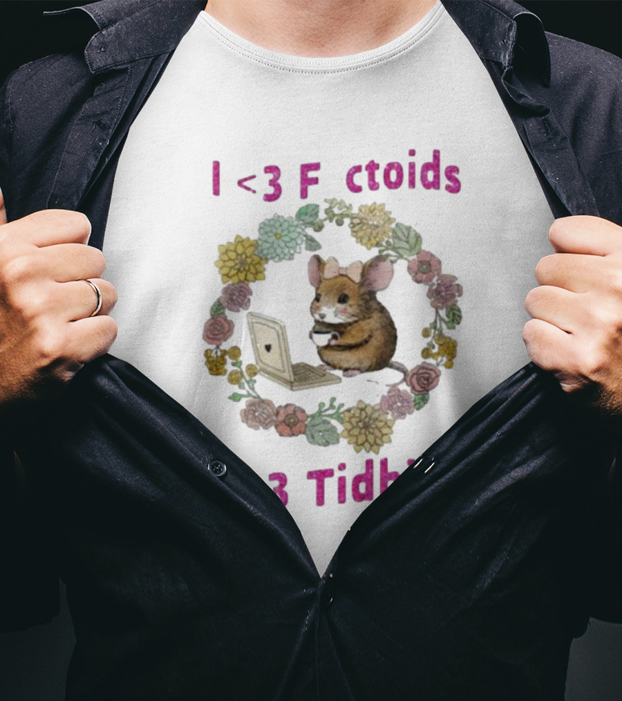 I <3 Factoids I <3 Tidbits Mouse With Laptop Surrounded By Flowers T-Shirt