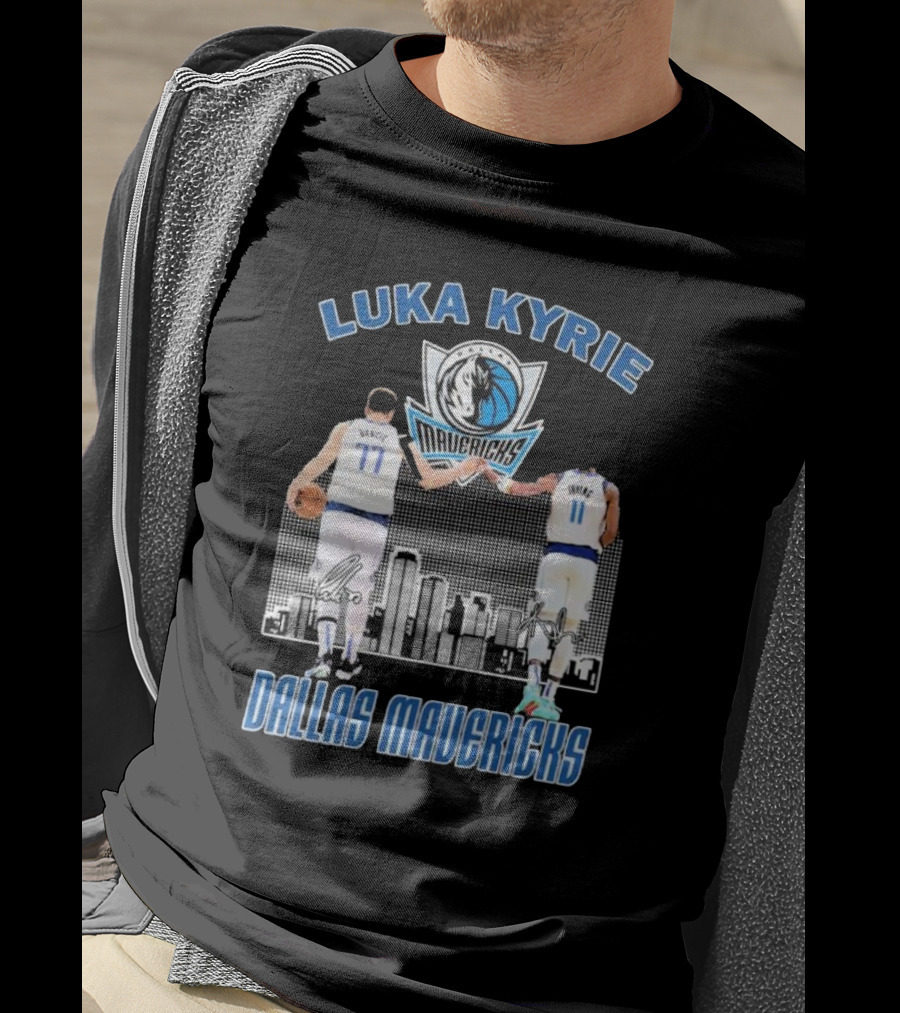 Luka Kyrie Signature Dallas Mavericks City Skyline Basketball T-Shirt
