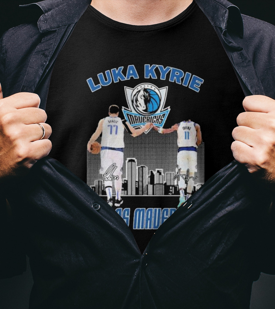 Luka Kyrie Signature Dallas Mavericks City Skyline Basketball T-Shirt