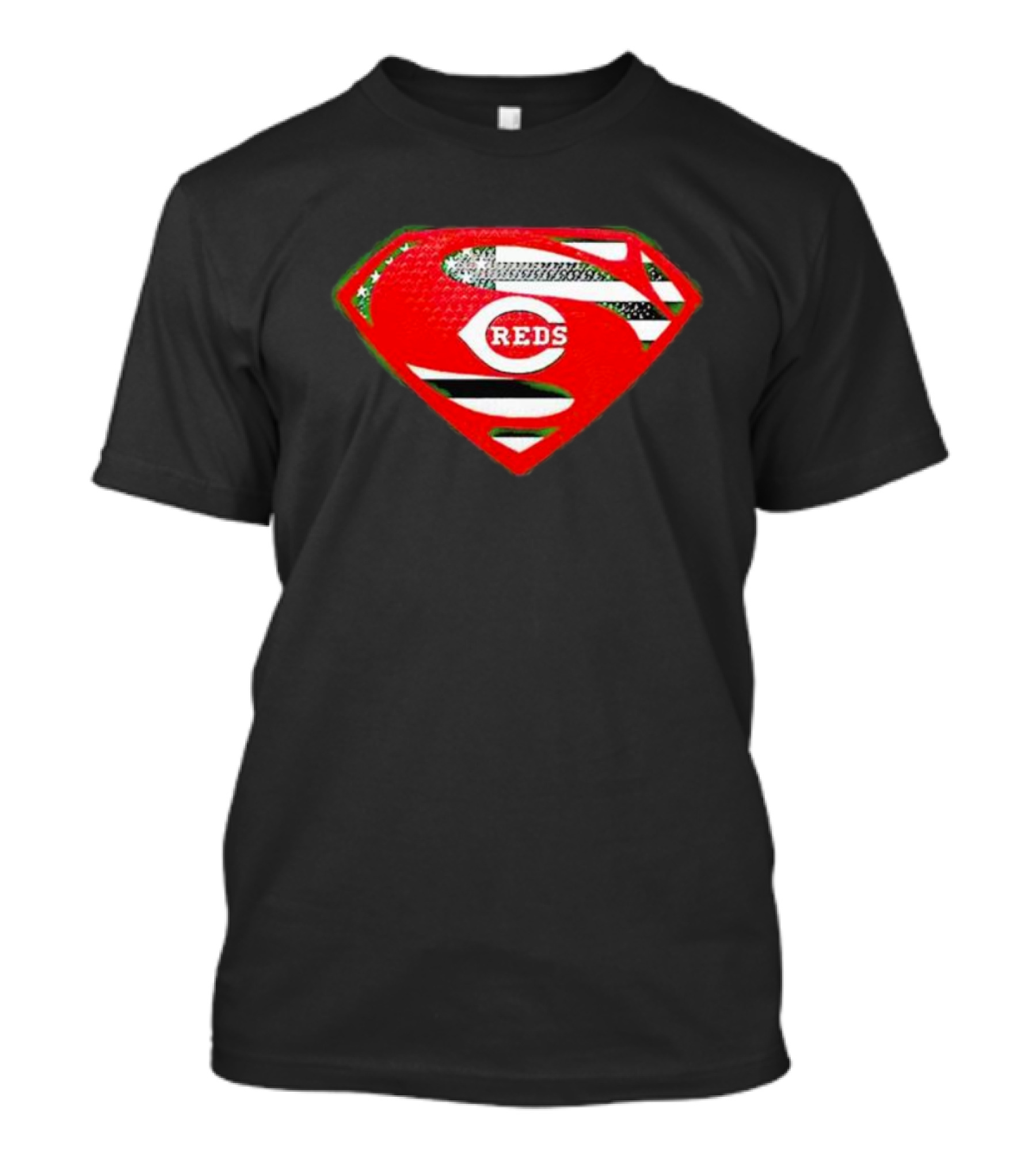 Cincinnati Reds Superman Shield USA Flag T-Shirt