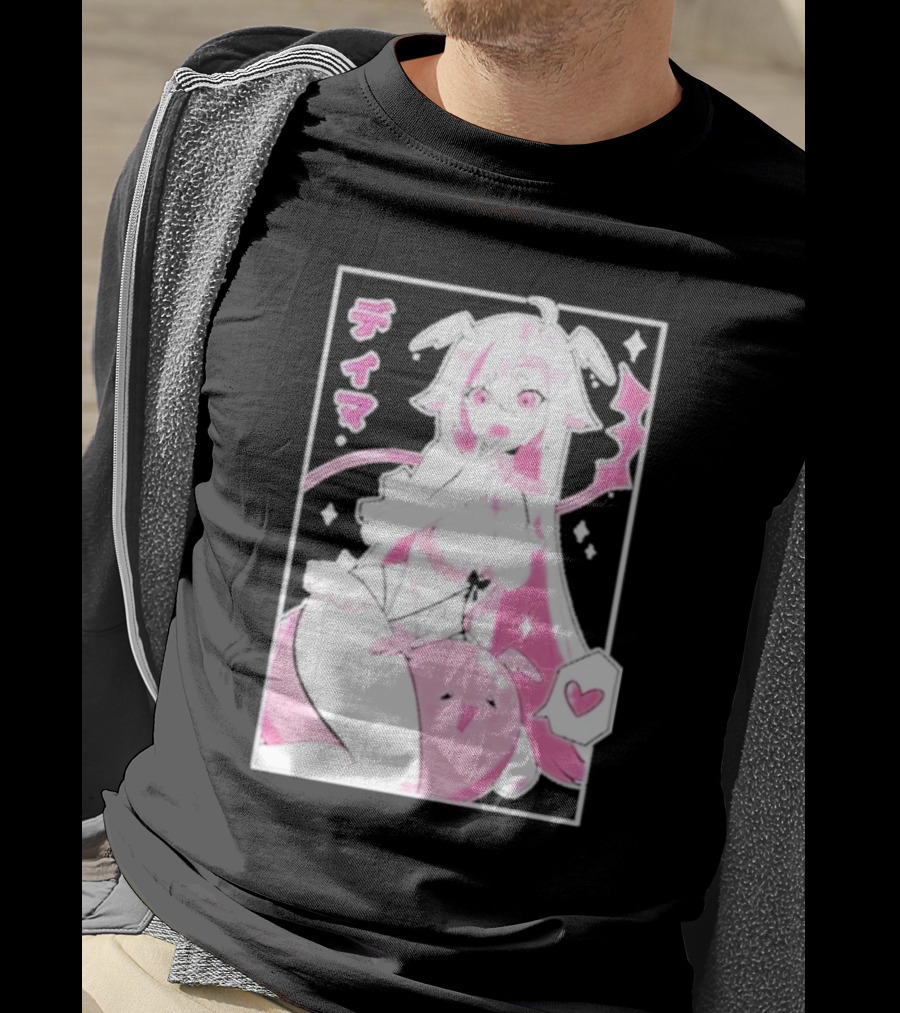 Uwumarket Dimatheduchess Thigh Love Pink Anime Character With Heart And Japanese Text T-Shirt