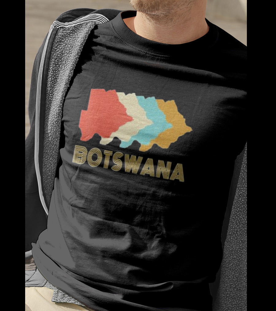 Botswana Vintage Multi-Color Map T-Shirt