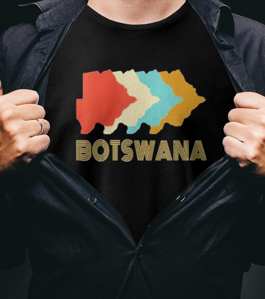 Botswana Vintage Multi-Color Map T-Shirt