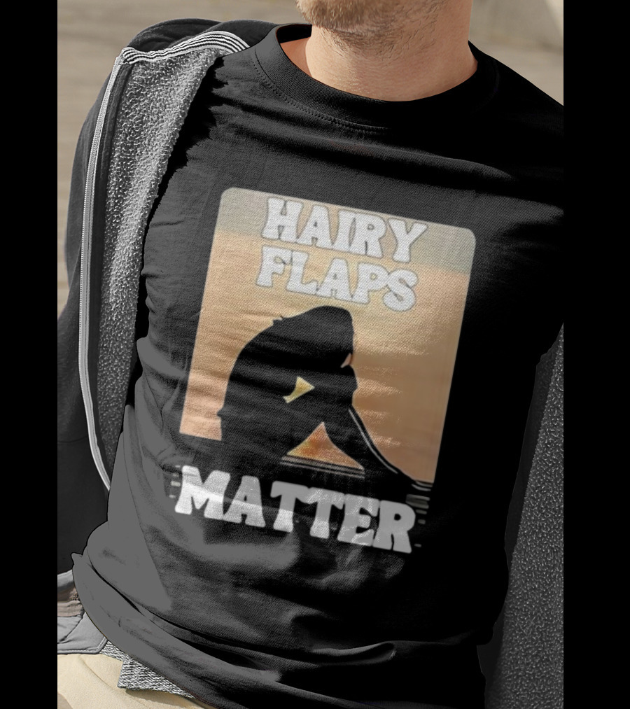 Hairy Flaps Matter Silhouette On Beach Background T-Shirt