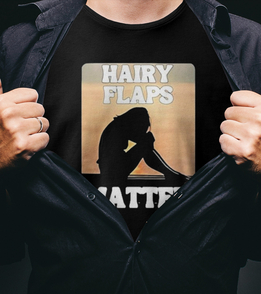 Hairy Flaps Matter Silhouette On Beach Background T-Shirt