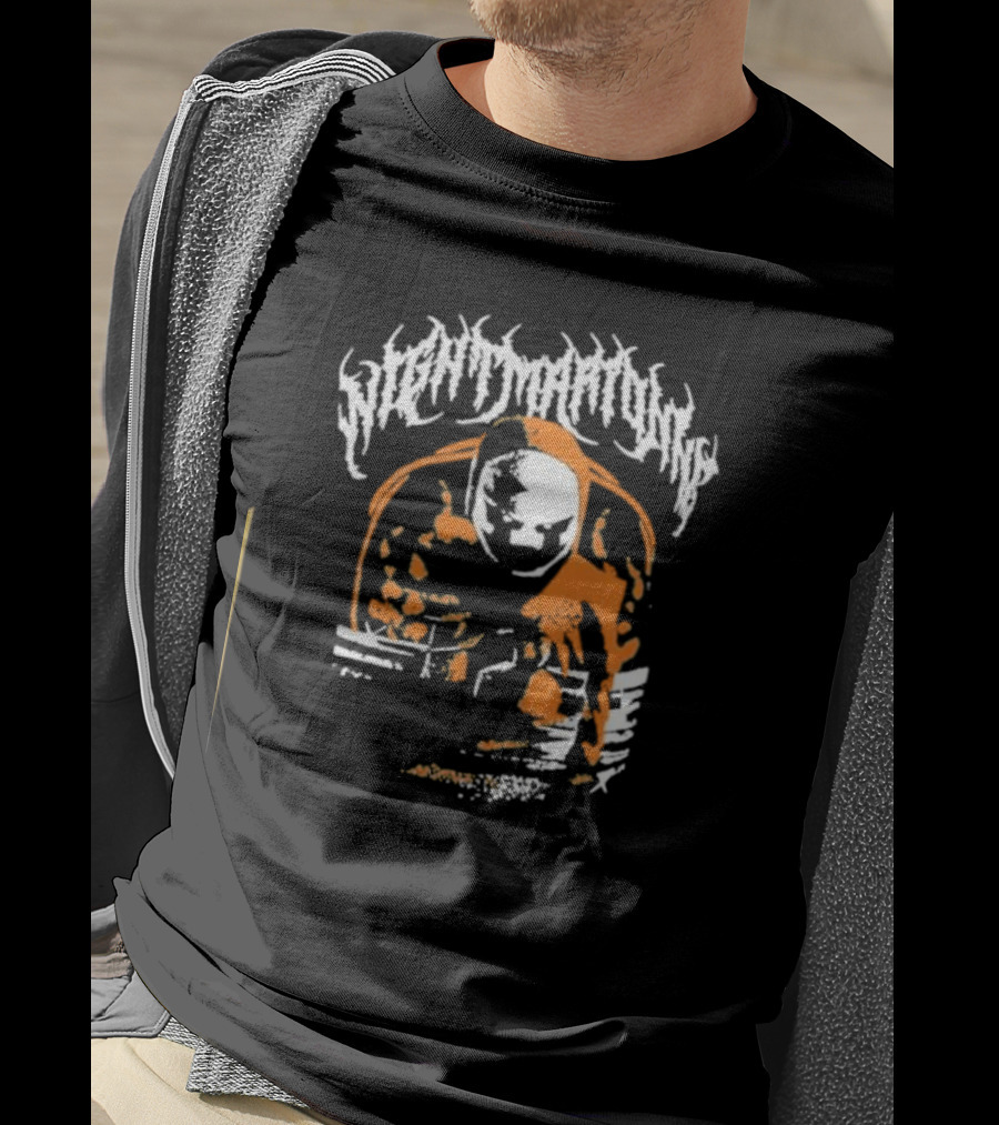 Nightmarionne Horror Puppet Creepy Mask Orange Black T-Shirt