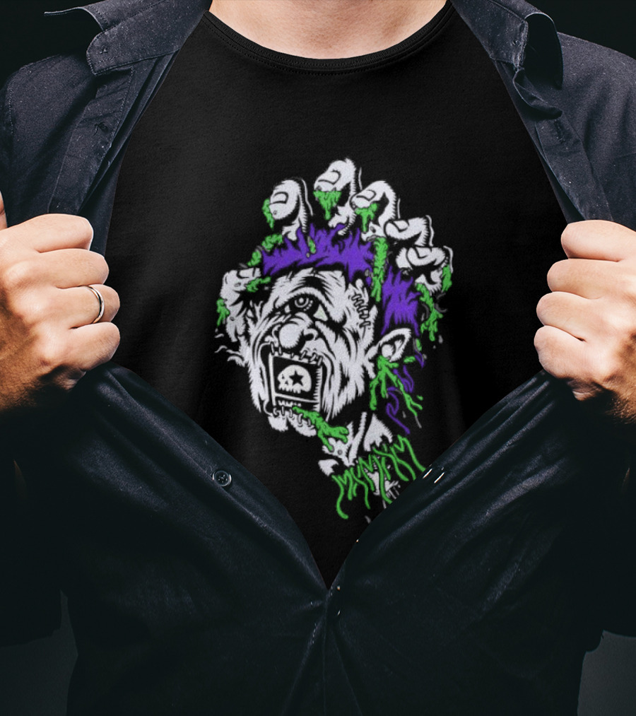 Santa Cruz X Mxmxm Screaming Head Zombie Cyclops Mutant Purple Green Hair Five Finger Monster T-Shirt