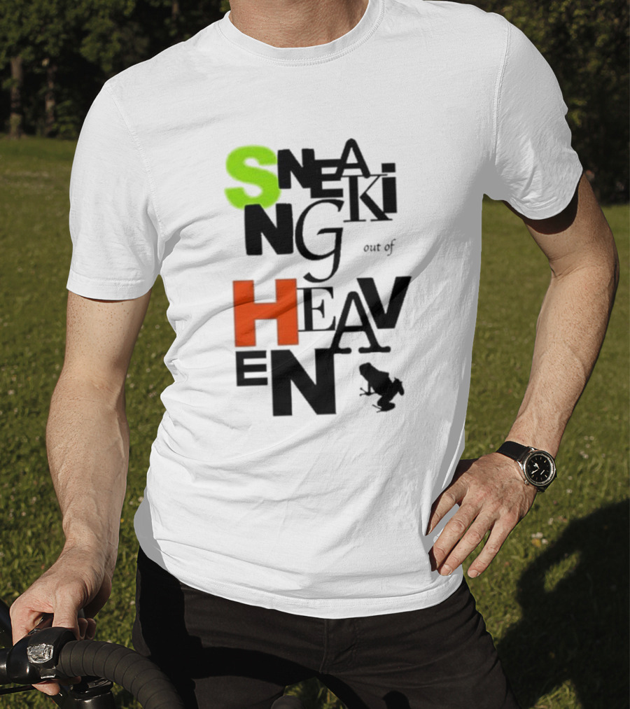 Sneaking Out Of Heaven Frog In Neon And Orange Letters T-Shirt