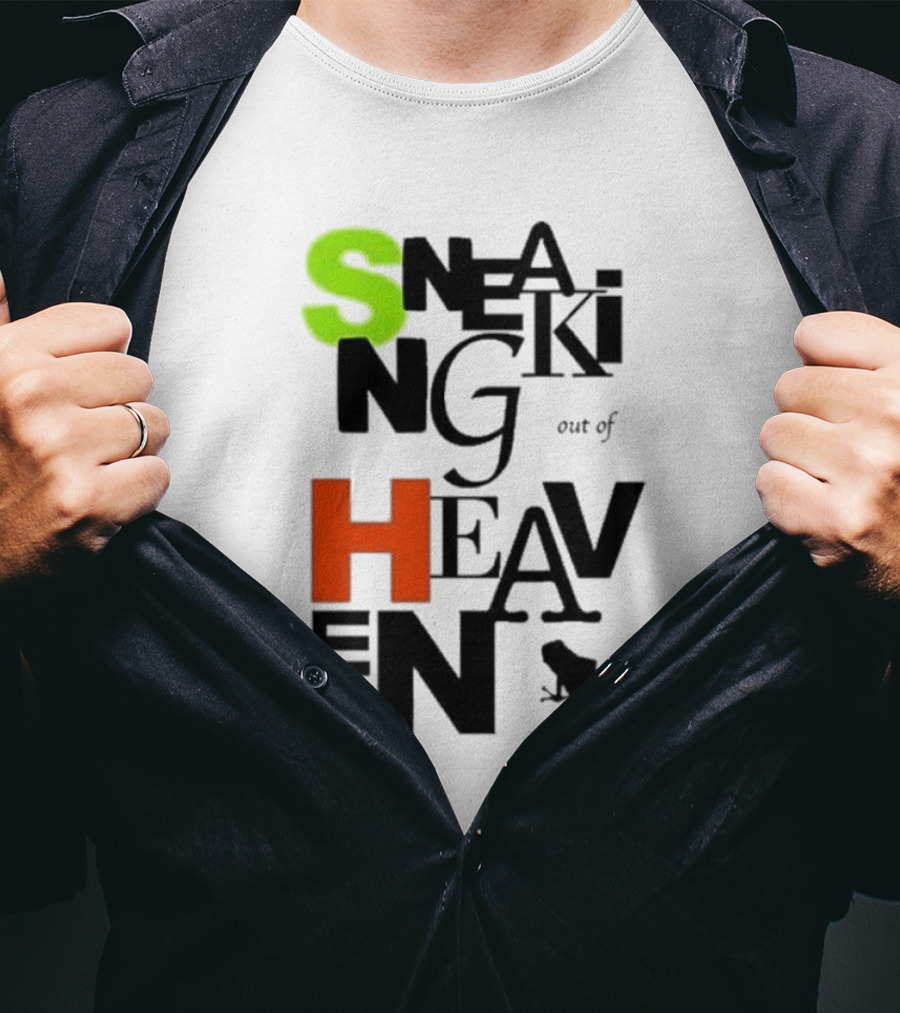 Sneaking Out Of Heaven Frog In Neon And Orange Letters T-Shirt
