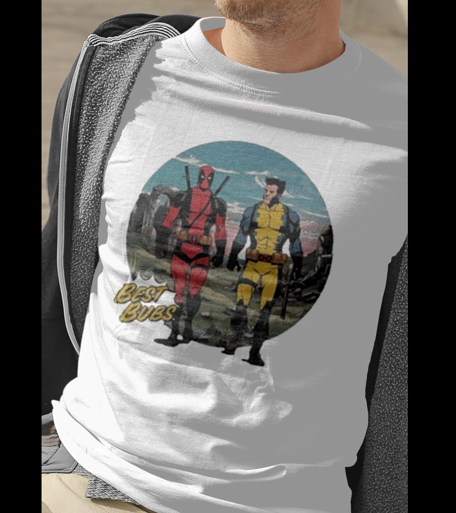 The Streamr Nerdriot Best Bubs Deadpool Wolverine Walking Scene T-Shirt