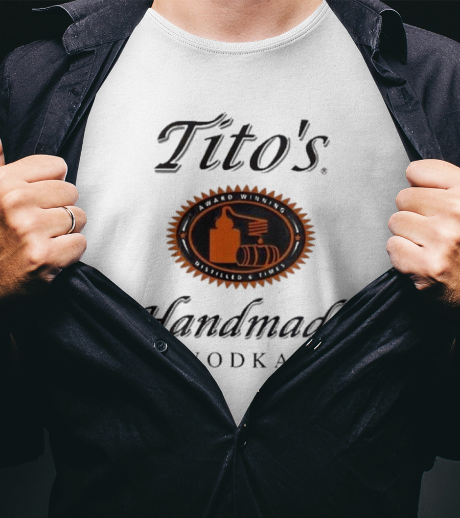 Tito's Handmade Vodka Austin Texas Distillers Label T-Shirt