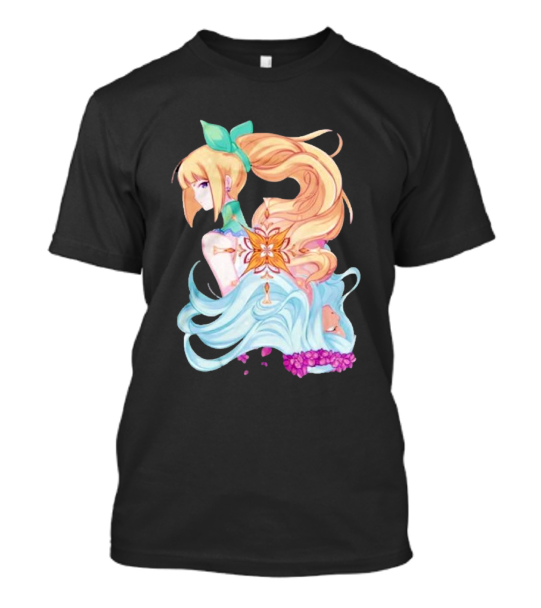 Virgo Versus The Zodiac Anime Illustration With Pastel Colors And Floral Elements T-Shirt