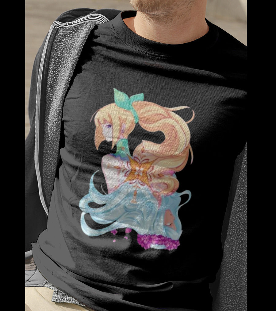 Virgo Versus The Zodiac Anime Illustration With Pastel Colors And Floral Elements T-Shirt