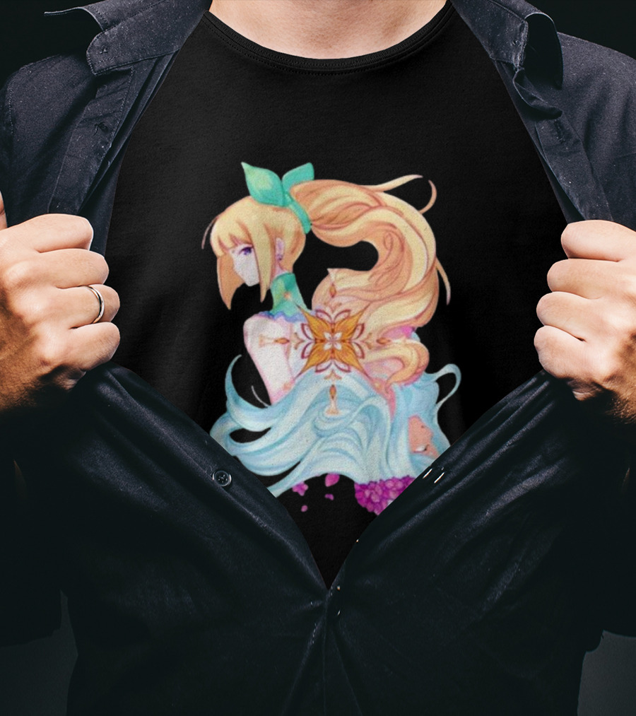 Virgo Versus The Zodiac Anime Illustration With Pastel Colors And Floral Elements T-Shirt