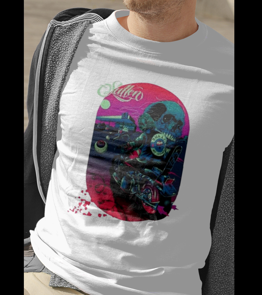 Tkslowskill Sullen Skull Rider Neon Vibes T-Shirt