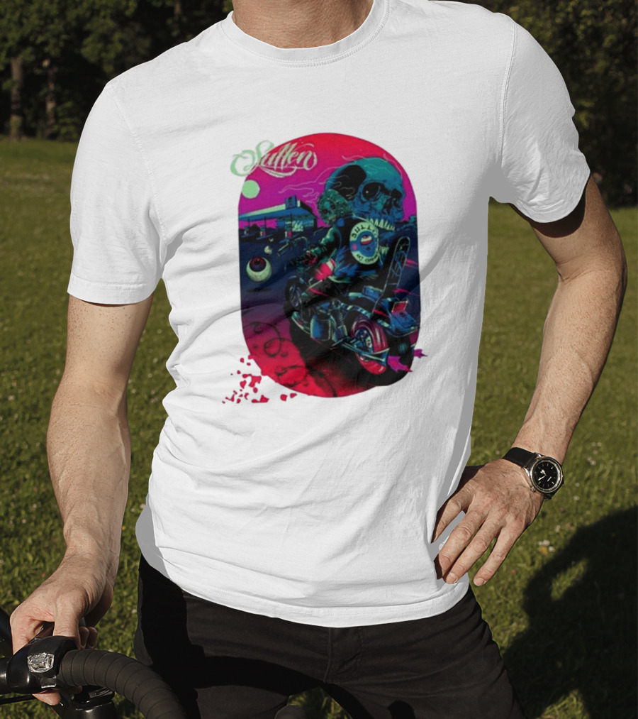 Tkslowskill Sullen Skull Rider Neon Vibes T-Shirt