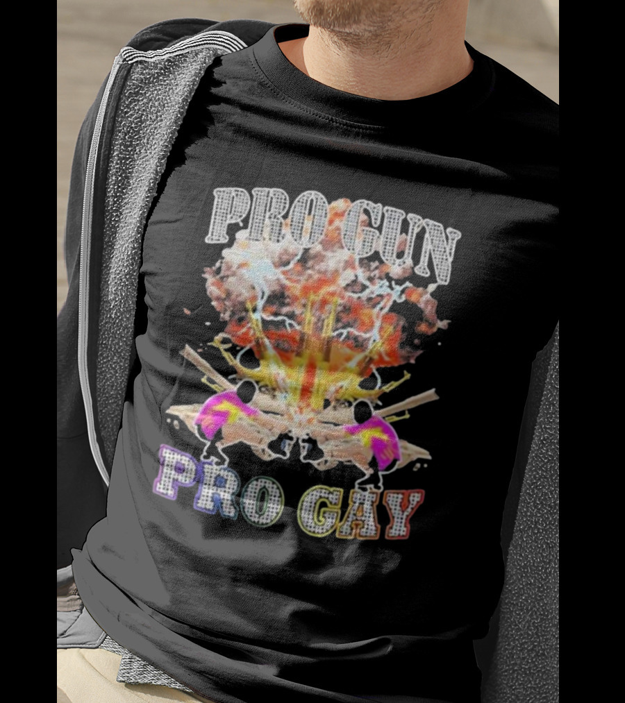 Pro Gun Pro Gay Explosion Duality T-Shirt