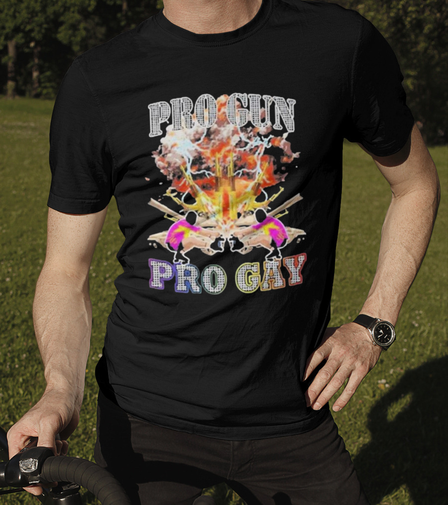 Pro Gun Pro Gay Explosion Duality T-Shirt