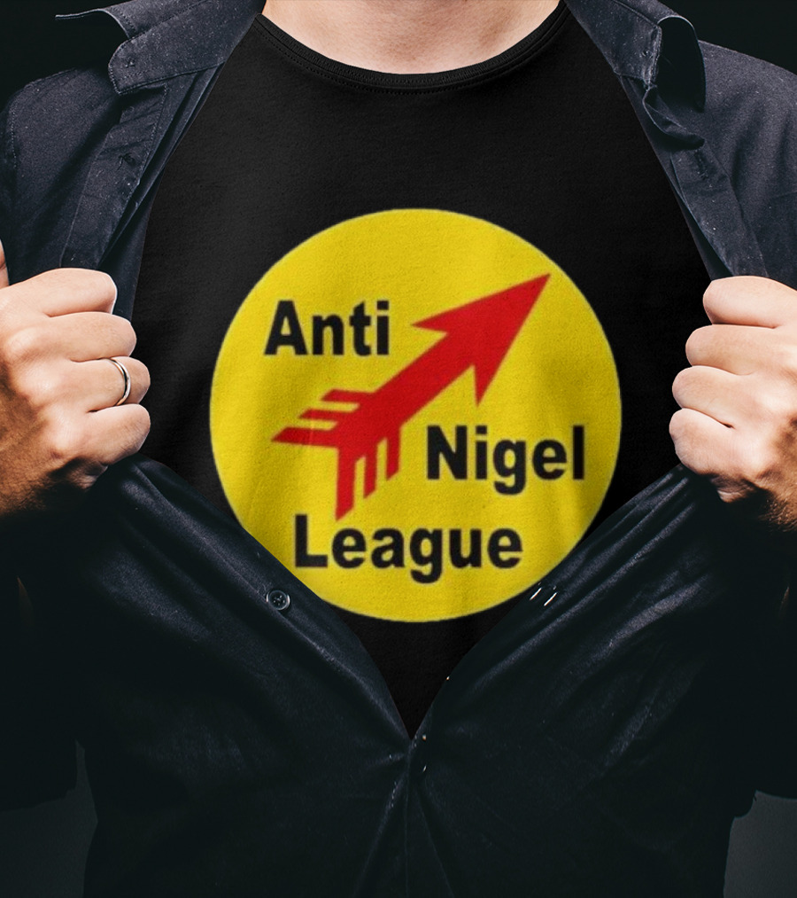 Anti Nigel League Red Arrow Emblem Yellow Circle T-Shirt