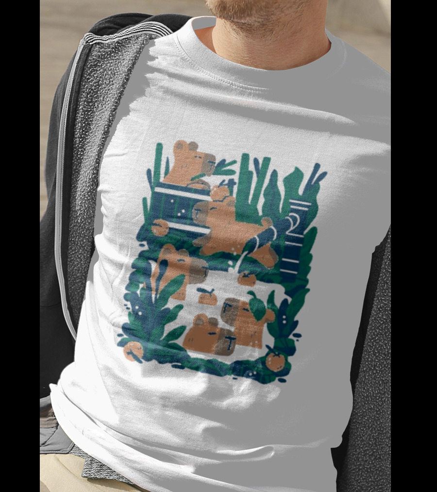 Bamboo Bath Bear Family Relaxing Amidst Greenery T-Shirt