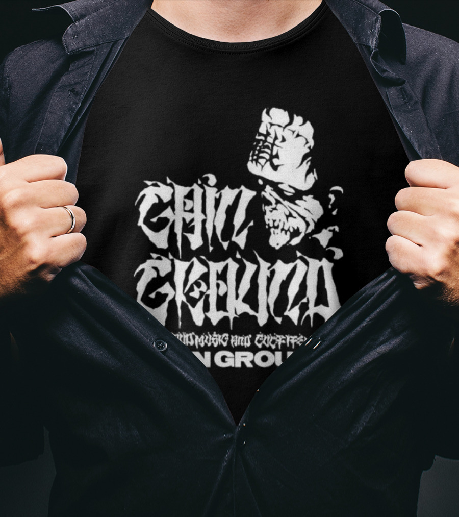 Gain Ground Grinning And Coffin Logo With Skull And Fist T-Shirt
