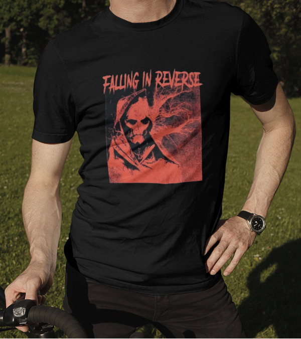 Falling In Reverse Skeleton Reaper Red Tree Background T-Shirt
