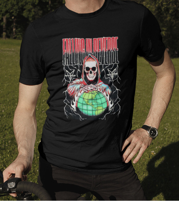 Falling In Reverse Skull Hood Globe T-Shirt