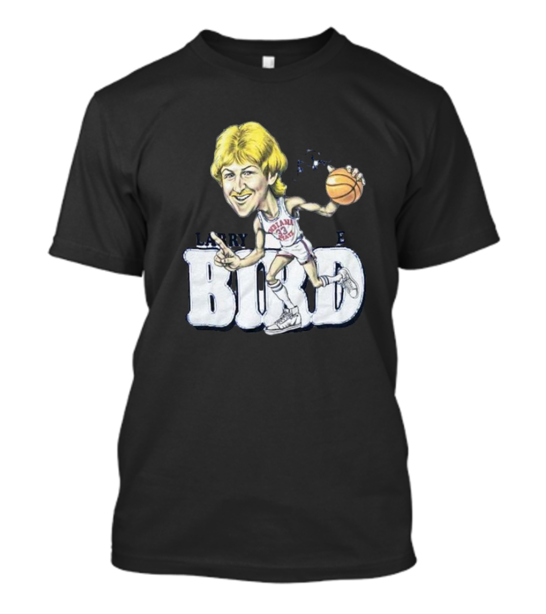 Larry Bird Indiana State Basketball Caricature Signature T-Shirt