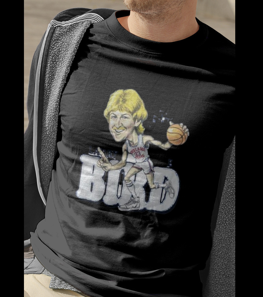 Larry Bird Indiana State Basketball Caricature Signature T-Shirt
