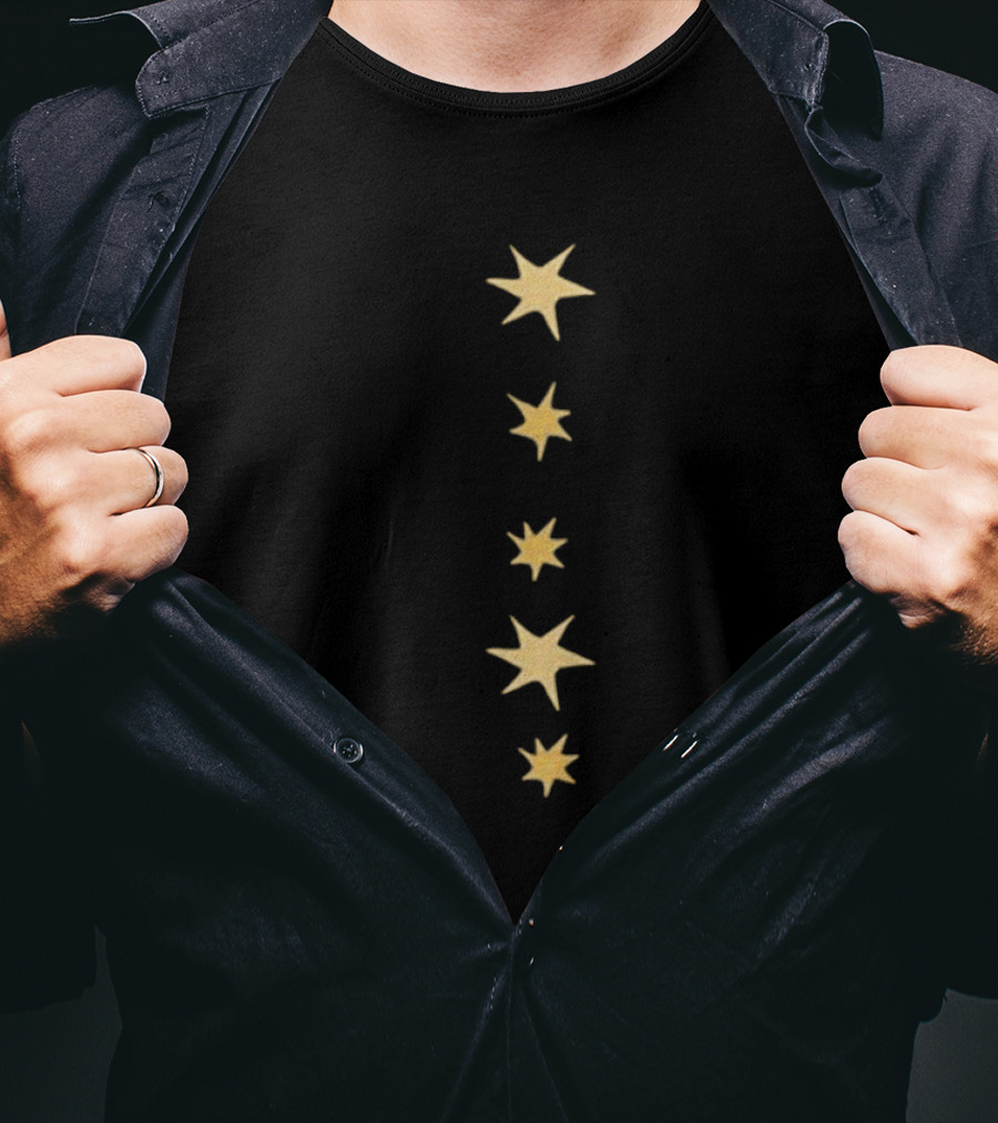 Lor2mg Starry Gold Stars Vertical Alignment T-Shirt