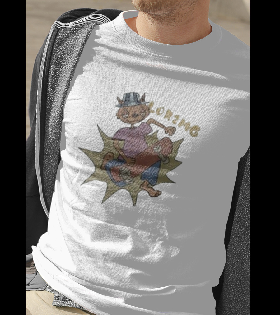 Lor2mg Cartoon Cat Skater In Hat T-Shirt
