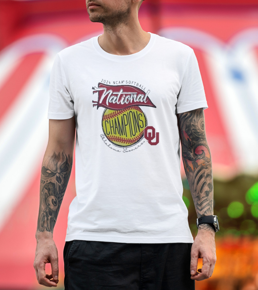 Oklahoma Sooners 2024 National Champions NCAA Softball Women's College World Series Pennant Comfort Colors T-Shirt