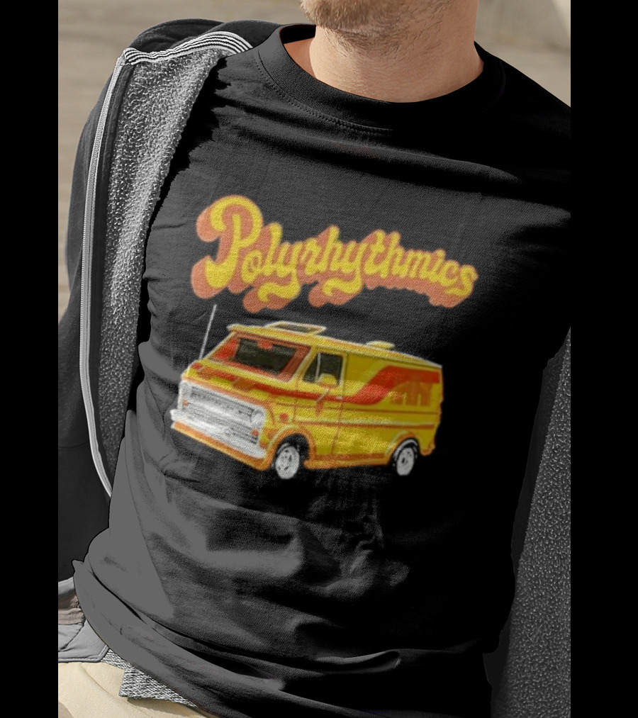 Polyrhythmics Bright Yellow Van With Retro Red Stripes T-Shirt