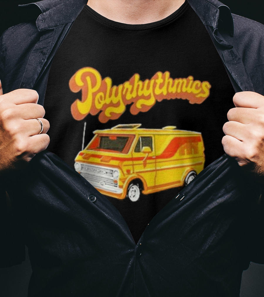 Polyrhythmics Bright Yellow Van With Retro Red Stripes T-Shirt