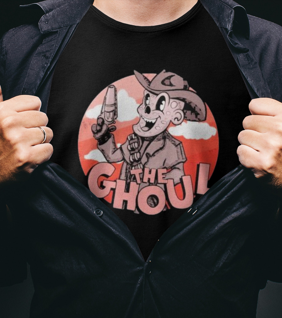 The Ghoul Rubber Hose Style Cowboy Character With Gun In Hand T-Shirt