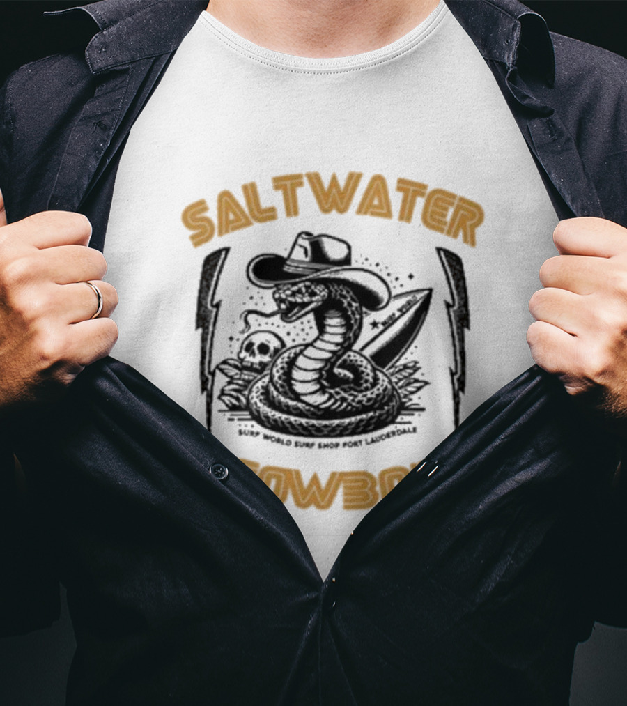 Saltwater Cowboy Surf World Surf Shop Fort Lauderdale T-Shirt