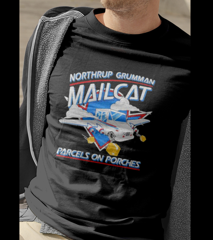 Northrup Grumman Mailcat Parcels On Porches Delivery Truck Clouds T-Shirt