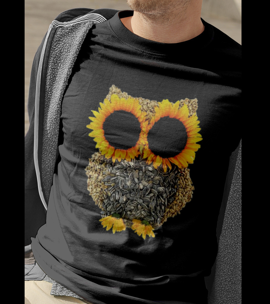 Sunflower Seed Owl With Bright Sunflower Eyes T-Shirt