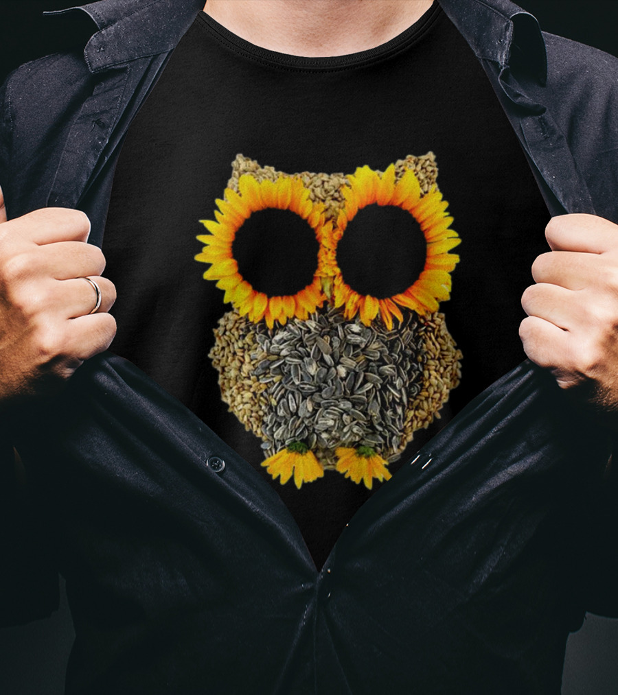Sunflower Seed Owl With Bright Sunflower Eyes T-Shirt
